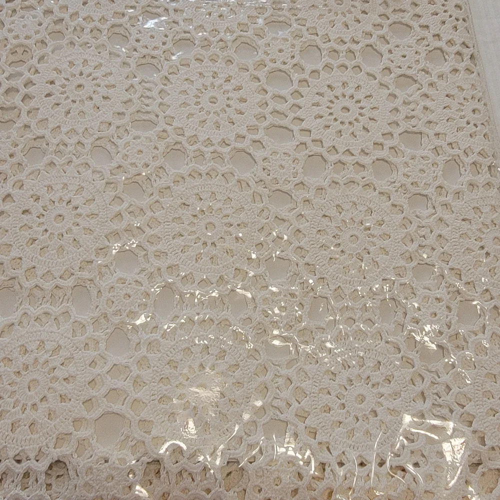 Vtg Hand Crochet Cotton table cloth 45